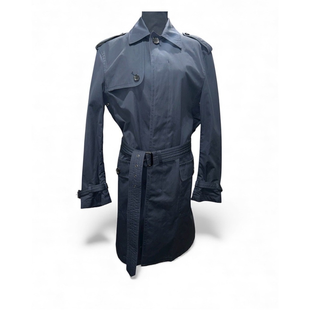 COACH  VINTAGE 2000s Outlet Classic Trench‎ Coat w/ Belt Small Navy - FLAWED